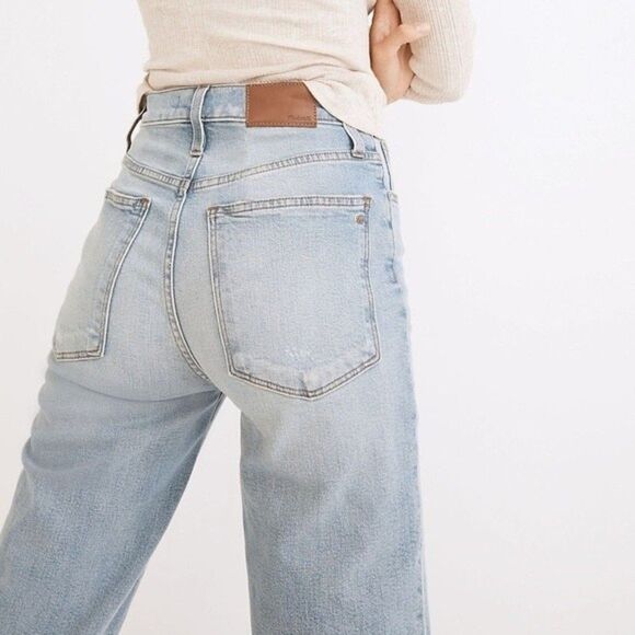 Madewell NWT Perfect Vintage Straight Jeans Sz 23 Danby Wash Ripped Knee Edition - Picture 5 of 10